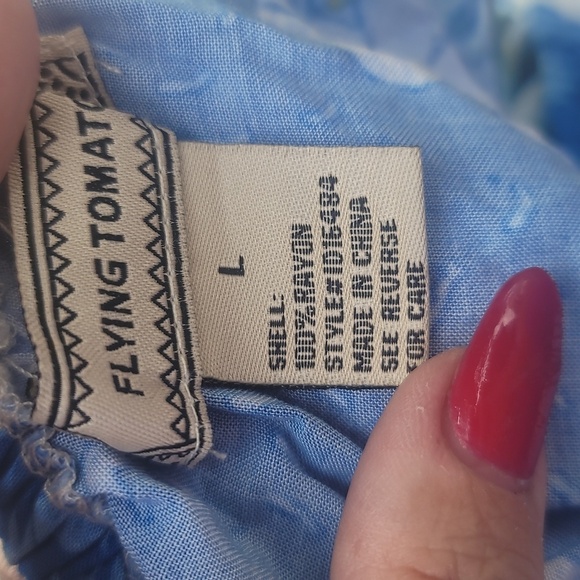 FLYING TOMATO rayon Bohemian floral high low hem summer dress large off shoulder - Picture 6 of 7